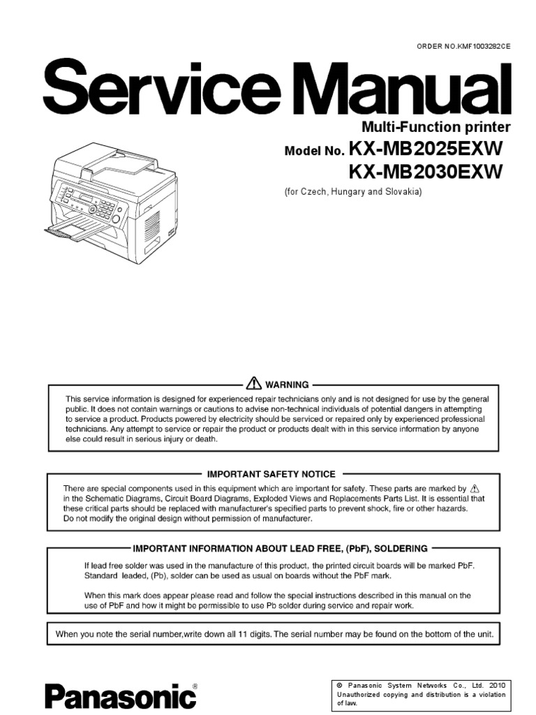 Инструкция по обслуживанию факса panasonic модель kx fp88rs